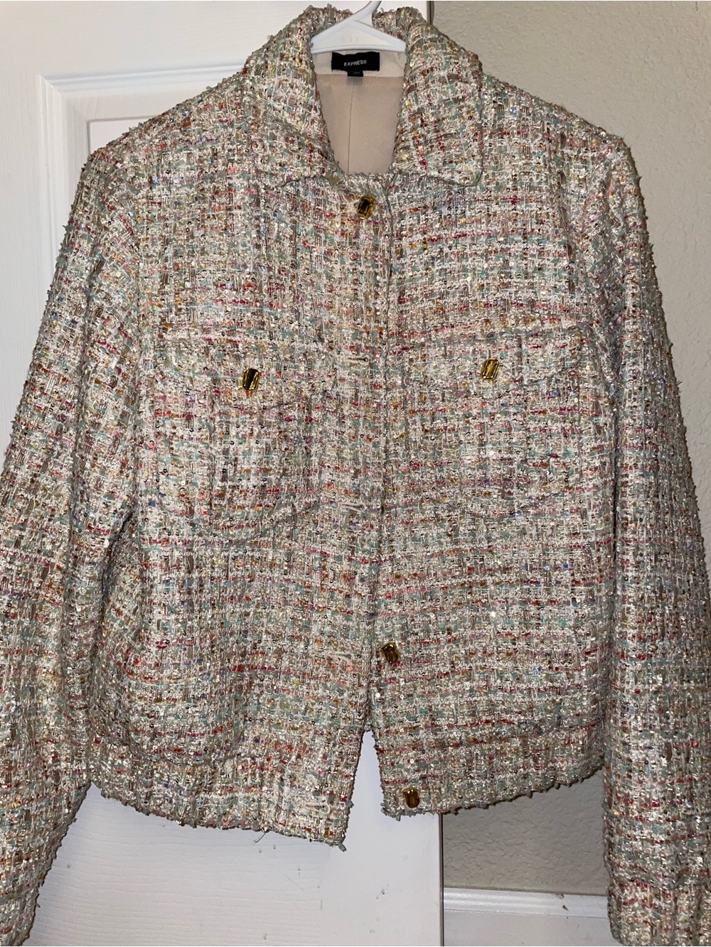 Luxurious Chanel style tweed Jacket gold buttons